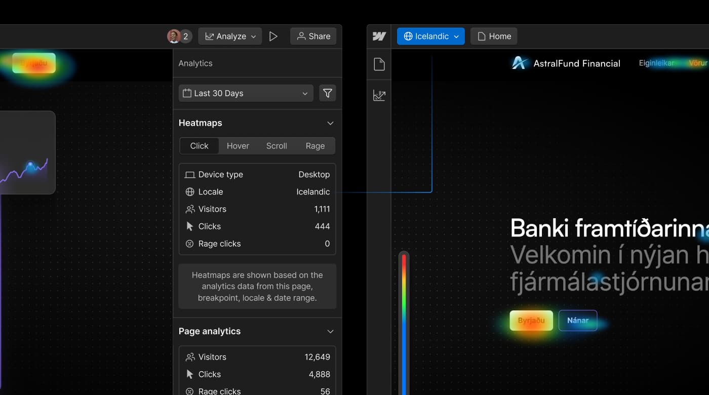 Webflow Heatmaps in Icelandic locale
